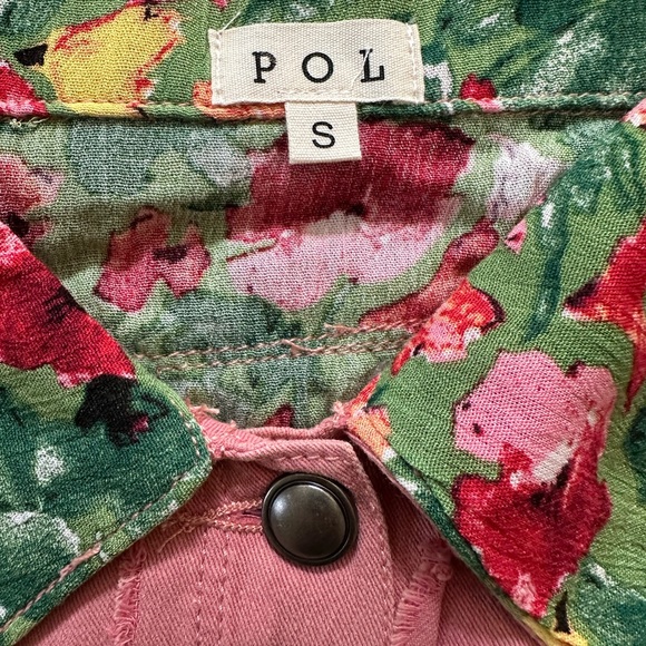 POL S Guava Pink Multi Patchwork Button Top - Picture 4 of 9